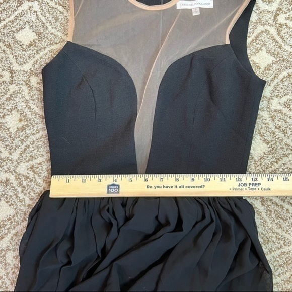 DRESS THE POPULATION 'PATRICIA' ILLUSIONS CHIFFON ROMANTIC BLACK MAXI DRESS sz S - Picture 10 of 16